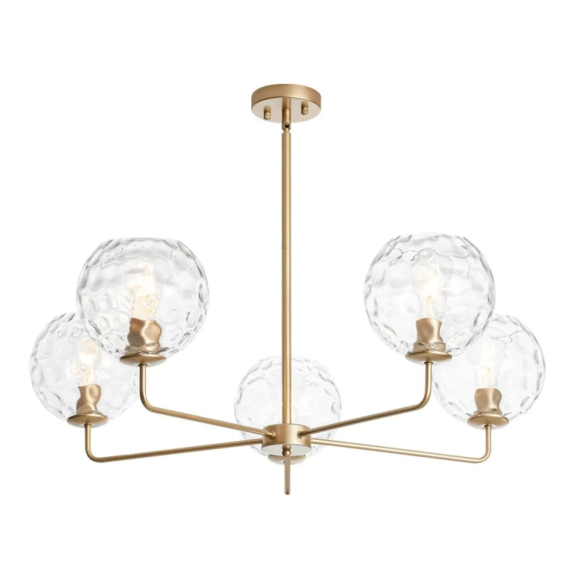 Clear Hammered Glass Globe 5-light Round Sputnik Chandelier