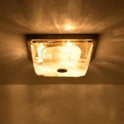 Cloudy White Glazed Glass Square Flush Mount Ceiling Light
