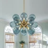 Cluster Blue Glass Bubble Chandelier