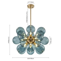 Cluster Blue Glass Bubble Chandelier