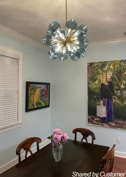 Cluster Blue Glass Bubble Chandelier