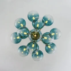 Cluster Gradual Blue Glass Bubble Tiered Chandelier