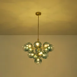 Cluster Gradual Blue Glass Bubble Tiered Chandelier