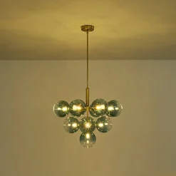 Cluster Gradual Blue Glass Bubble Tiered Chandelier