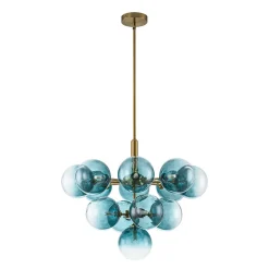 Cluster Gradual Blue Glass Bubble Tiered Chandelier