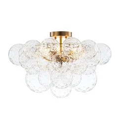 Cluster Hammered Textured Glass Bubble Semi Flush Chandelier