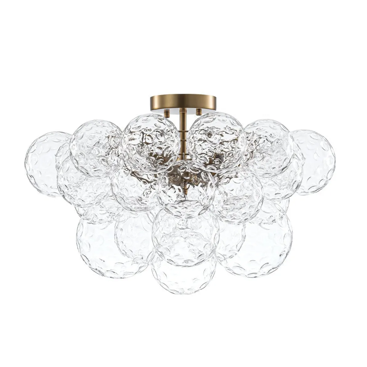 Cluster Hammered Textured Glass Bubble Semi Flush Chandelier