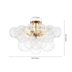 Cluster Hammered Textured Glass Bubble Semi Flush Chandelier