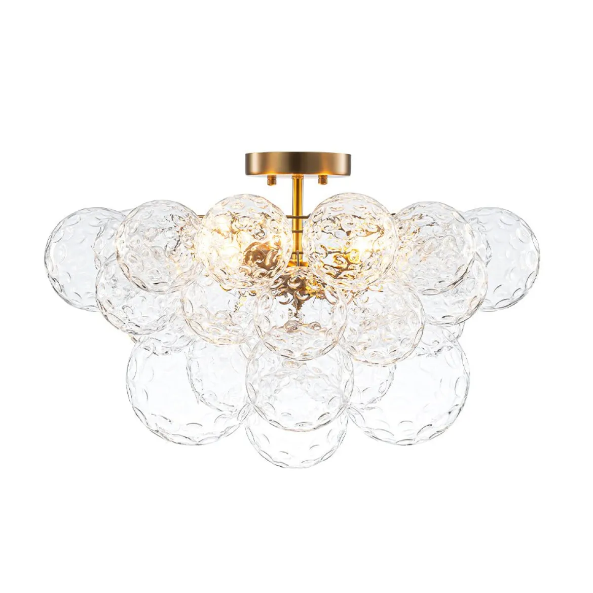 Cluster Hammered Textured Glass Bubble Semi Flush Chandelier