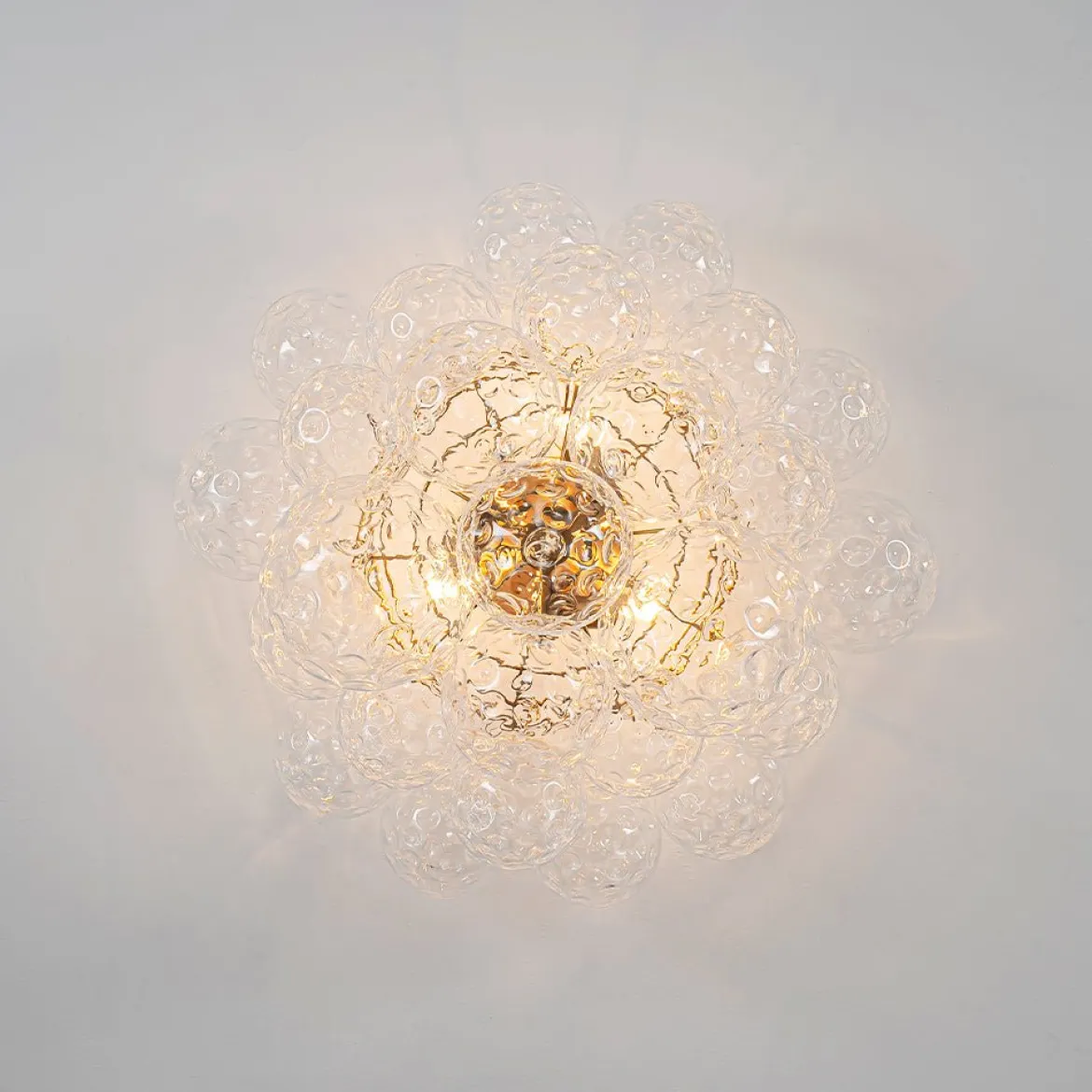 Cluster Hammered Textured Glass Bubble Semi Flush Chandelier