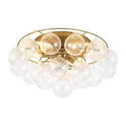 Cluster Ribbed Glass Bubble Round Tiered Semi Flush Chandelier