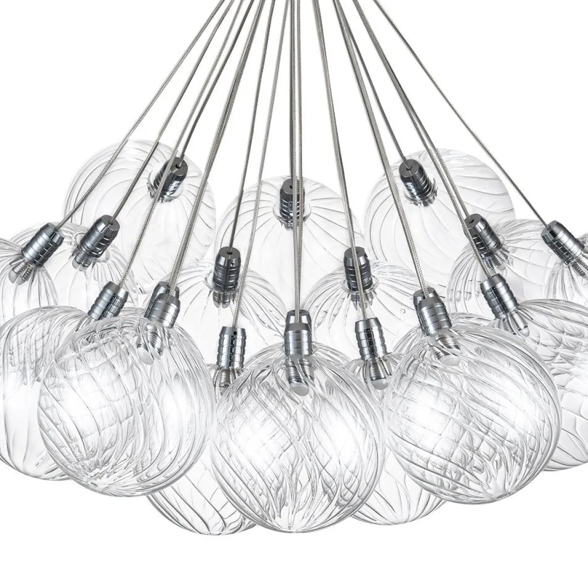 Cluster Ribbed Glass Dimmable LED Bubble Chandelier
