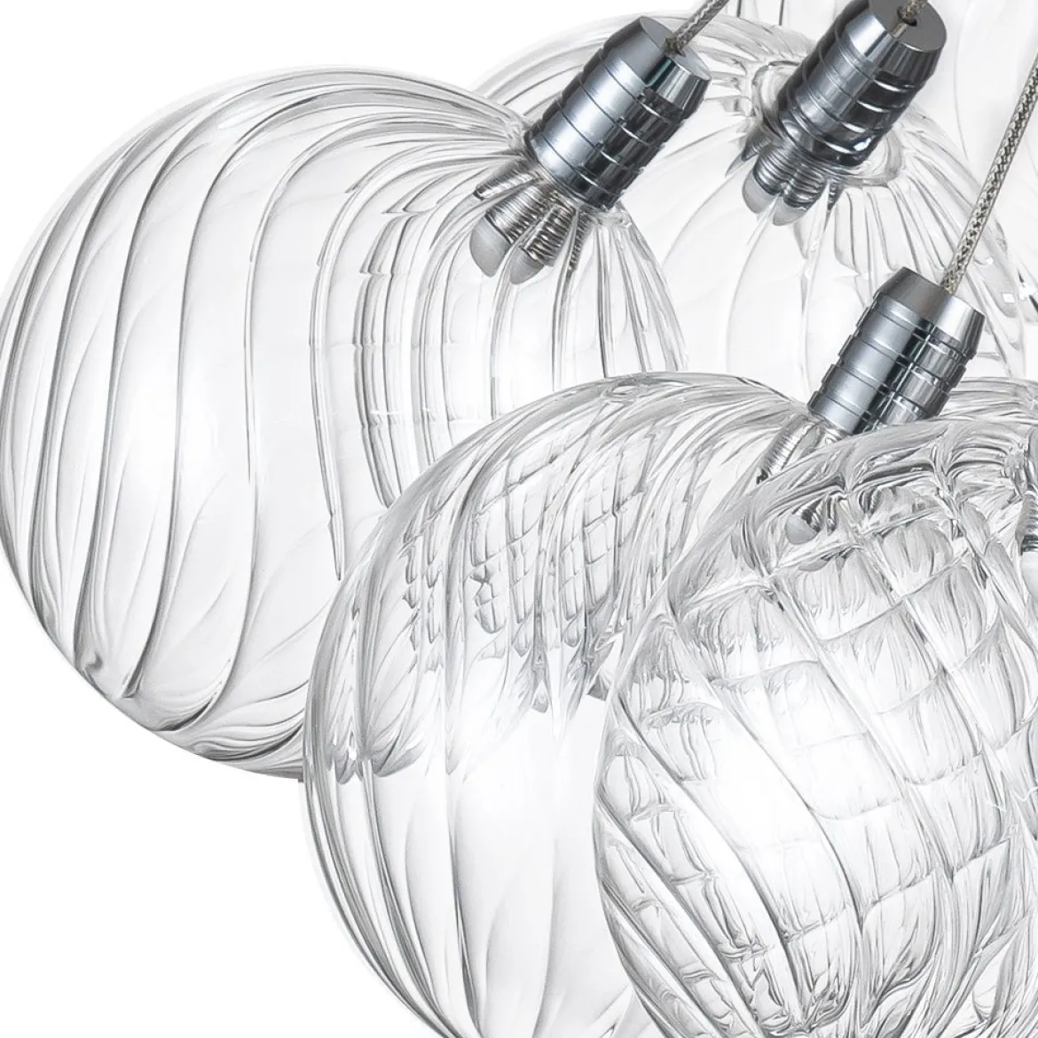 Cluster Ribbed Glass Dimmable LED Bubble Chandelier