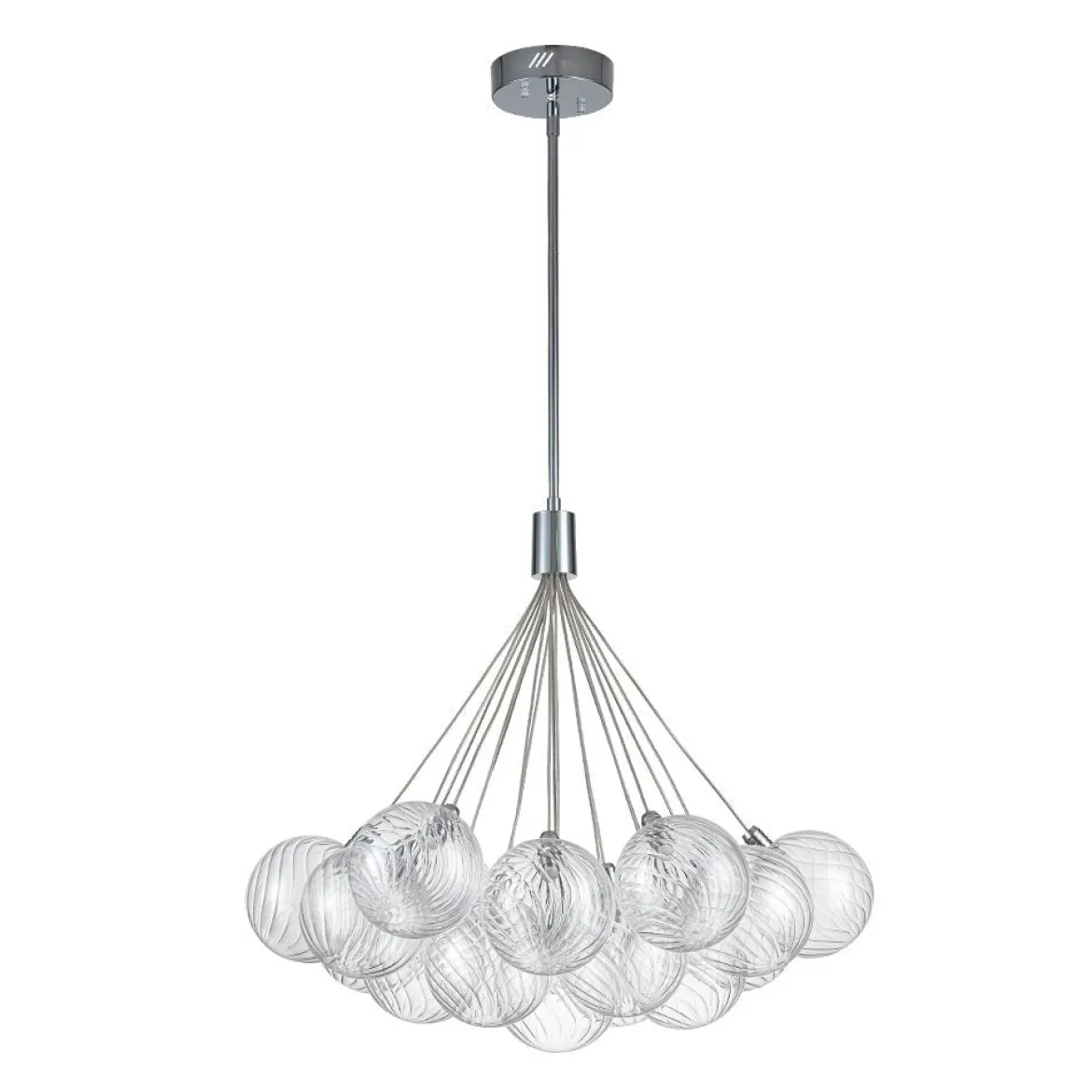 Cluster Ribbed Glass Dimmable LED Bubble Chandelier