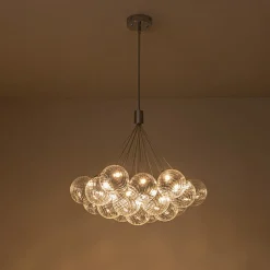 Cluster Ribbed Glass Dimmable LED Bubble Chandelier