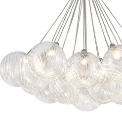 Cluster Ribbed Glass Dimmable LED Bubble Chandelier