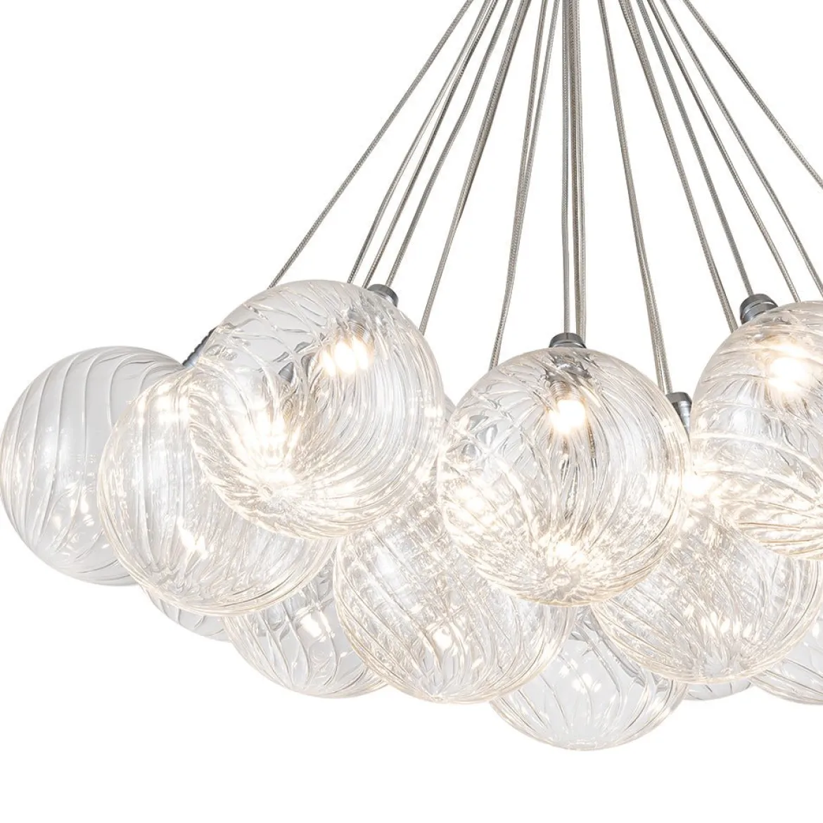 Cluster Ribbed Glass Dimmable LED Bubble Chandelier