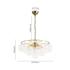 Cluster Ribbed Glass Globe Bubble Round Tiered Chandelier