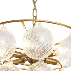 Cluster Ribbed Glass Globe Bubble Round Tiered Chandelier
