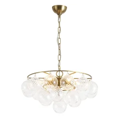 Cluster Ribbed Glass Globe Bubble Round Tiered Chandelier