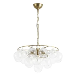 Cluster Ribbed Glass Globe Bubble Round Tiered Chandelier