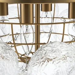 Cluster Rippled Glass Bubble Round Semi Flush Chandelier