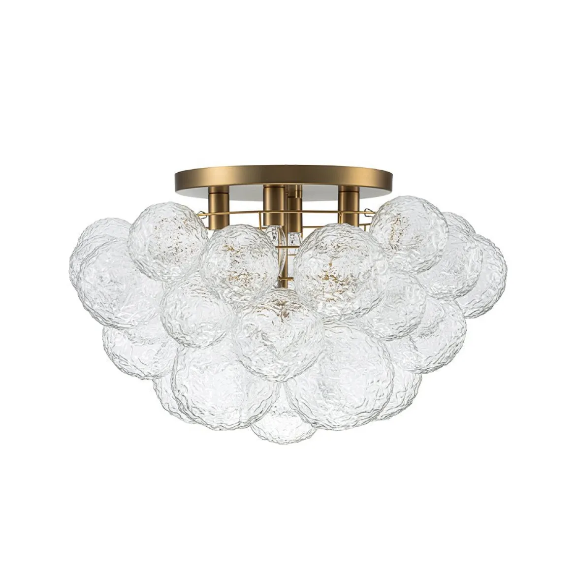 Cluster Rippled Glass Bubble Round Semi Flush Chandelier