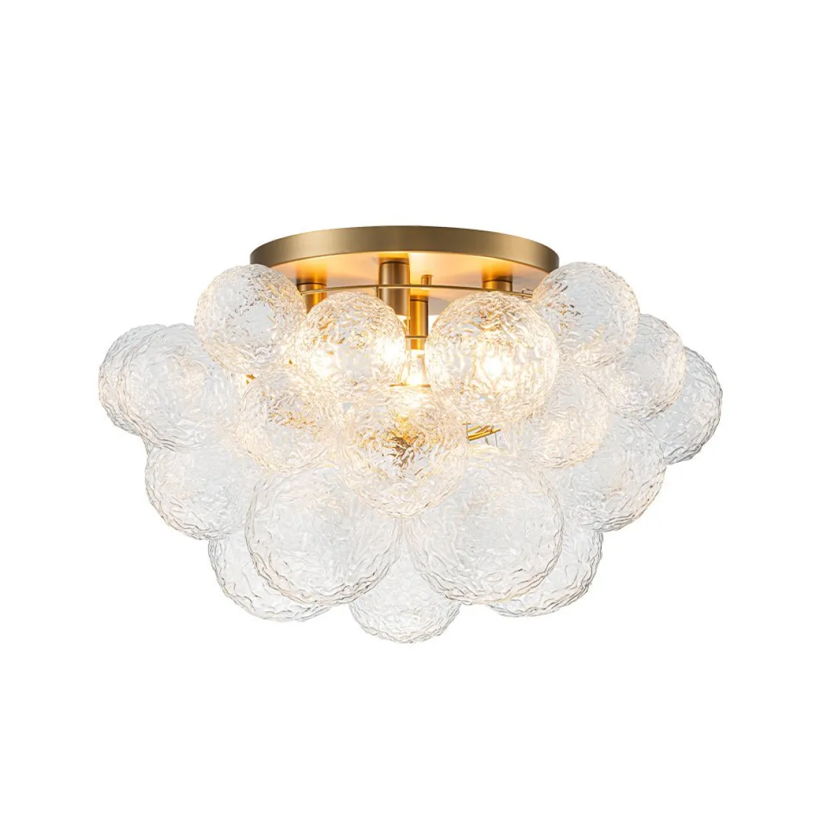 Cluster Rippled Glass Bubble Round Semi Flush Chandelier