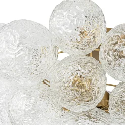 Cluster Rippled Textured Glass Bubble Semi Flush Chandelier