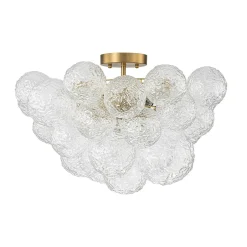 Cluster Rippled Textured Glass Bubble Semi Flush Chandelier