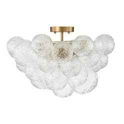 Cluster Rippled Textured Glass Bubble Semi Flush Chandelier