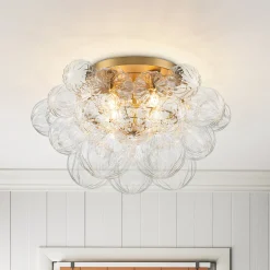 Cluster Sculpture Glass Bubble Round Semi Flush Chandelier