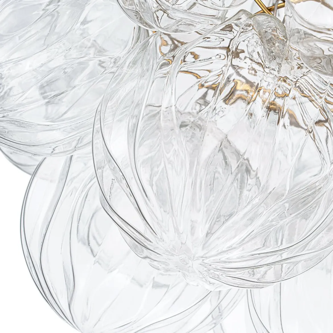 Cluster Sculpture Glass Bubble Round Semi Flush Chandelier