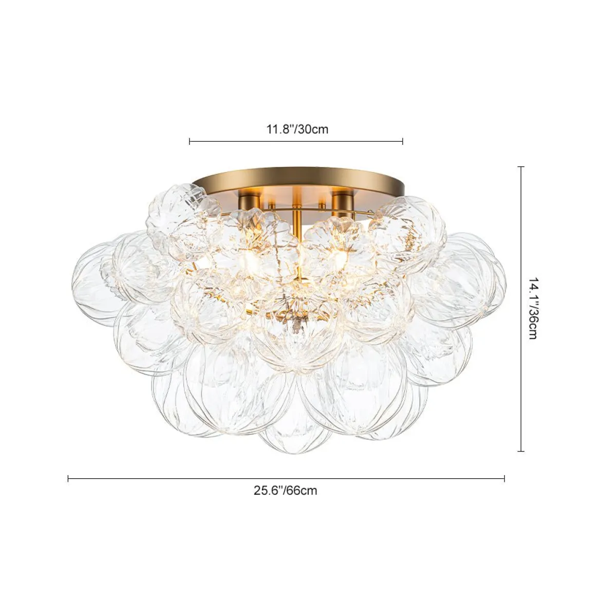 Cluster Sculpture Glass Bubble Round Semi Flush Chandelier