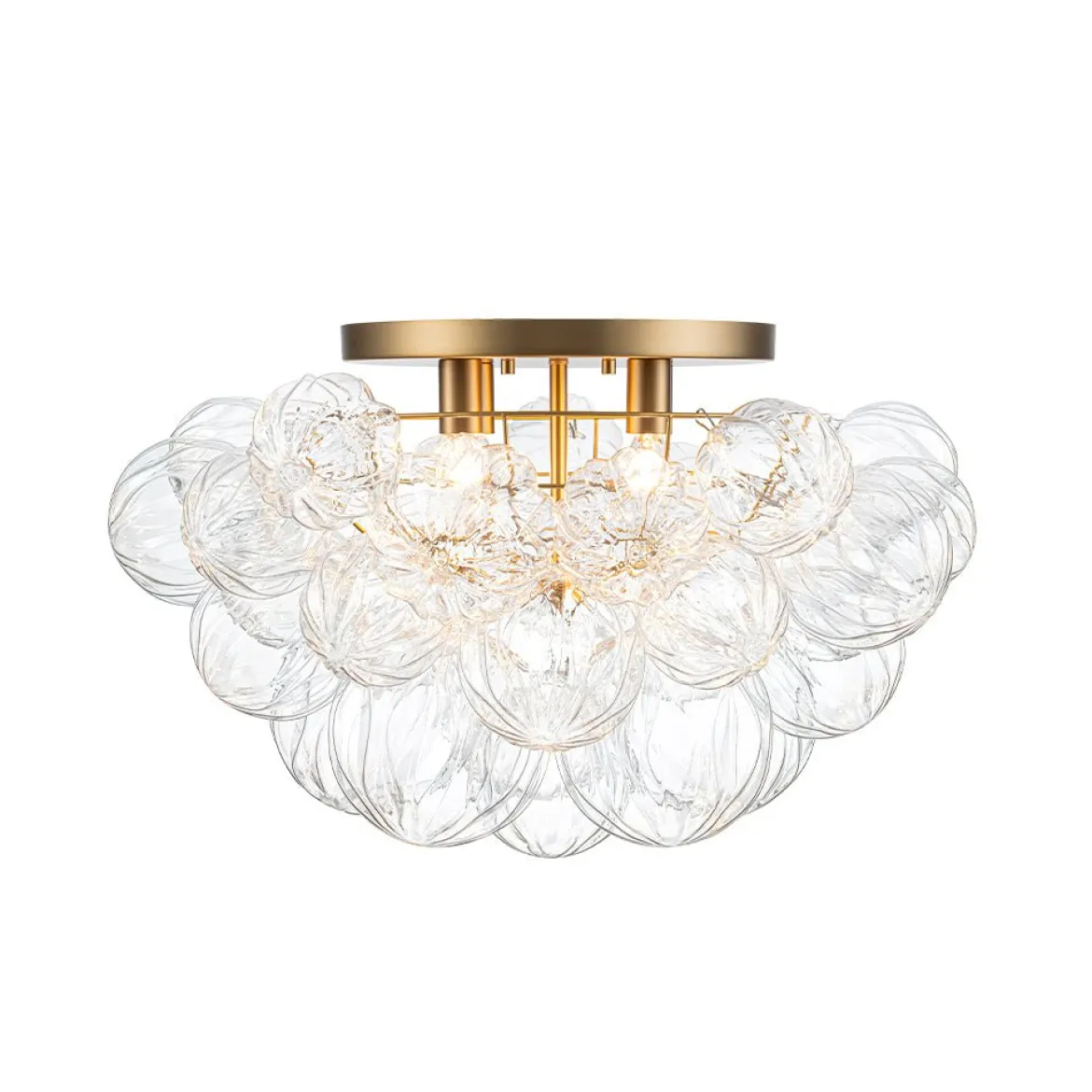Cluster Sculpture Glass Bubble Round Semi Flush Chandelier