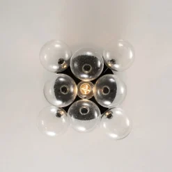 Cluster Seeded Glass Globe Bubble Round Semi Flush Mount