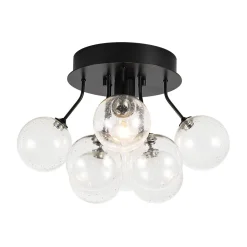 Cluster Seeded Glass Globe Bubble Round Semi Flush Mount