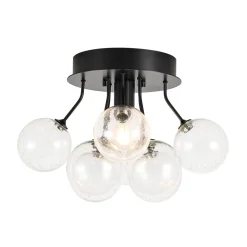 Cluster Seeded Glass Globe Bubble Round Semi Flush Mount