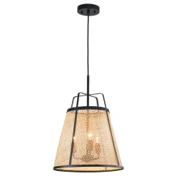Coastal Woven Rattan Conical Lantern Pendant Light