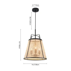 Coastal Woven Rattan Conical Lantern Pendant Light