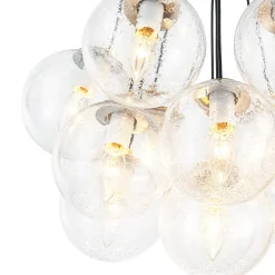 Contemporary Cluster Seeded Glass Globe Bubble Chandelier