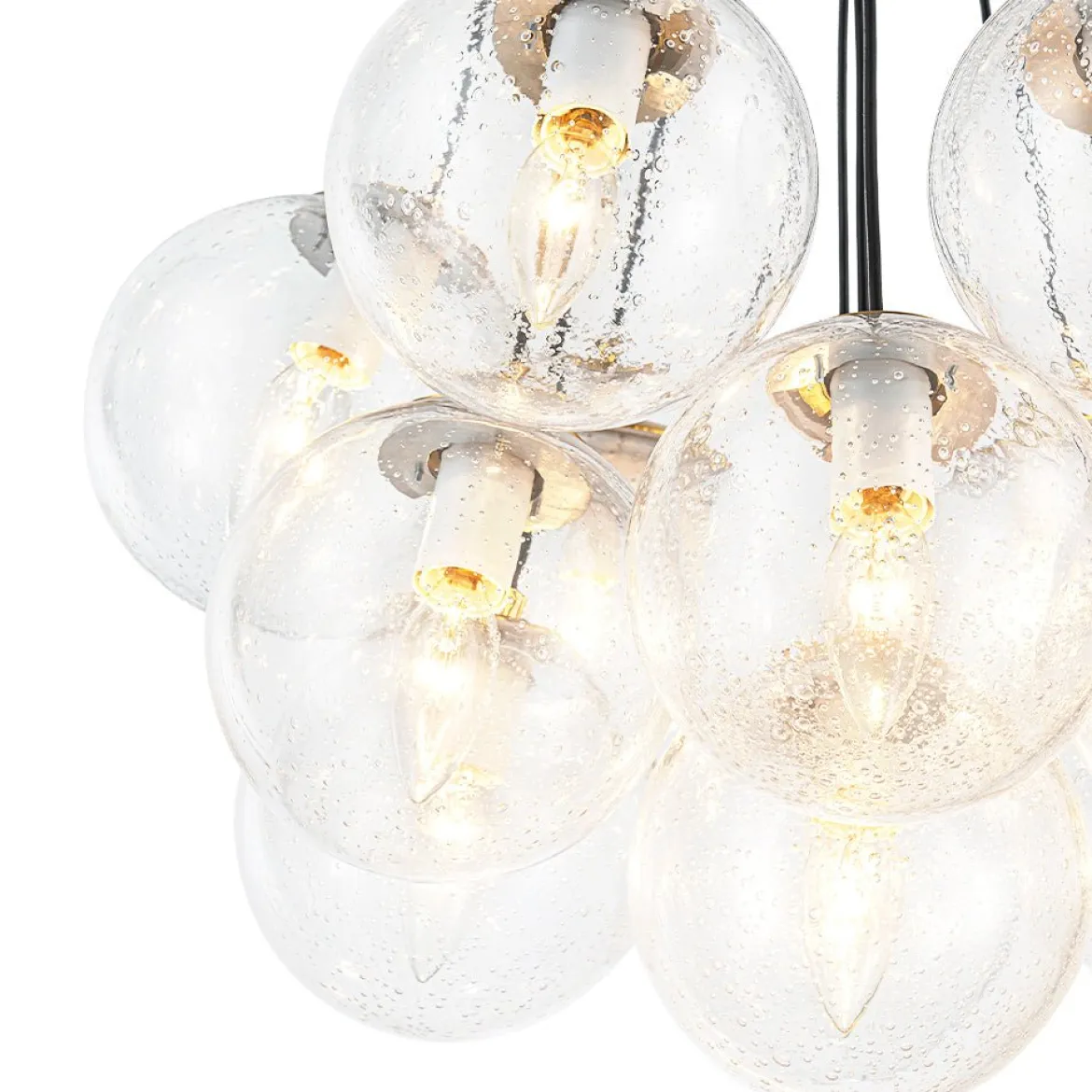 Contemporary Cluster Seeded Glass Globe Bubble Chandelier