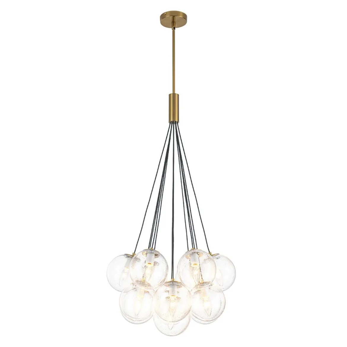 Contemporary Cluster Seeded Glass Globe Bubble Chandelier