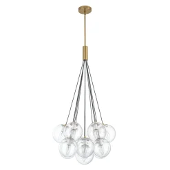 Contemporary Cluster Seeded Glass Globe Bubble Chandelier