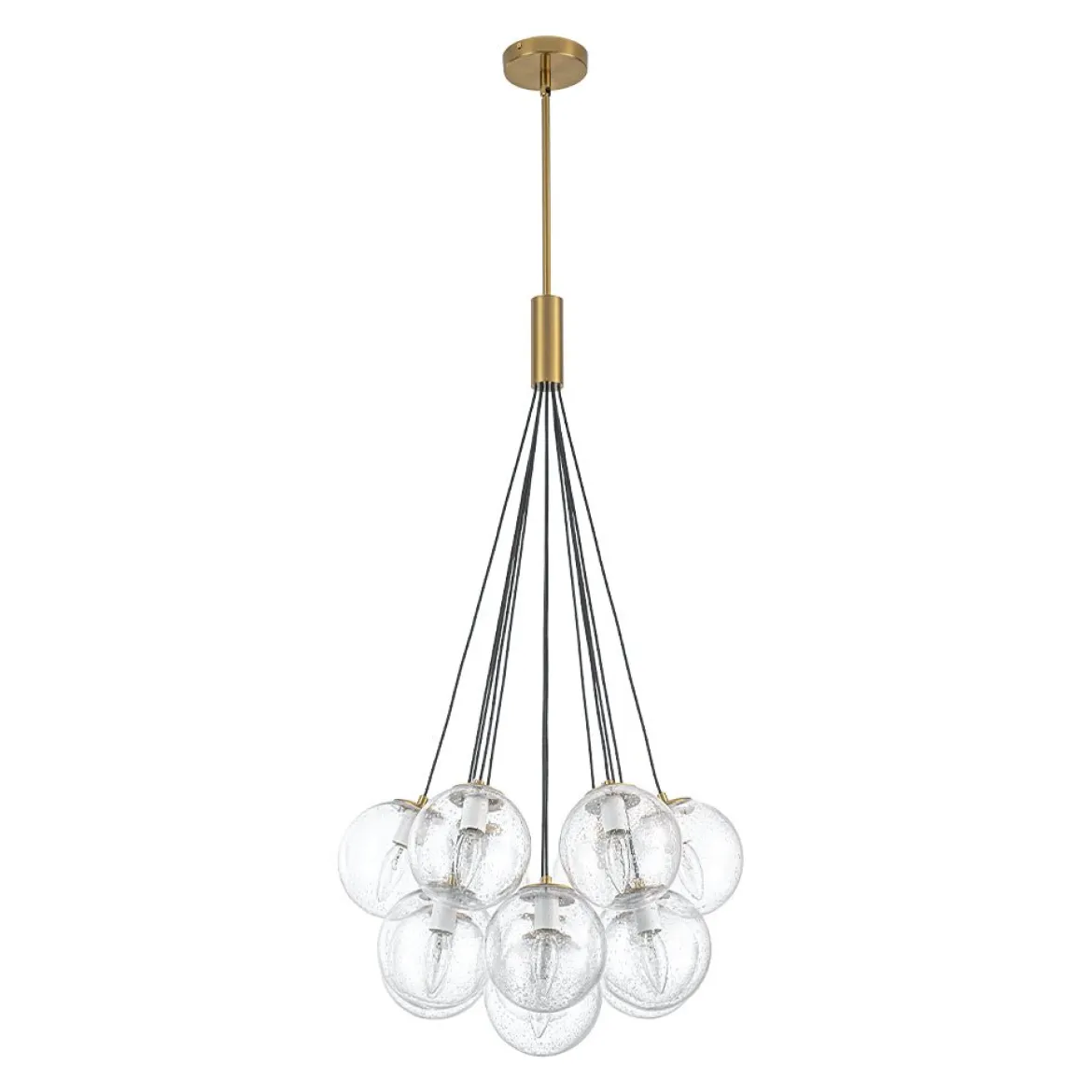 Contemporary Cluster Seeded Glass Globe Bubble Chandelier