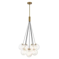 Contemporary Cluster Seeded Glass Globe Bubble Chandelier