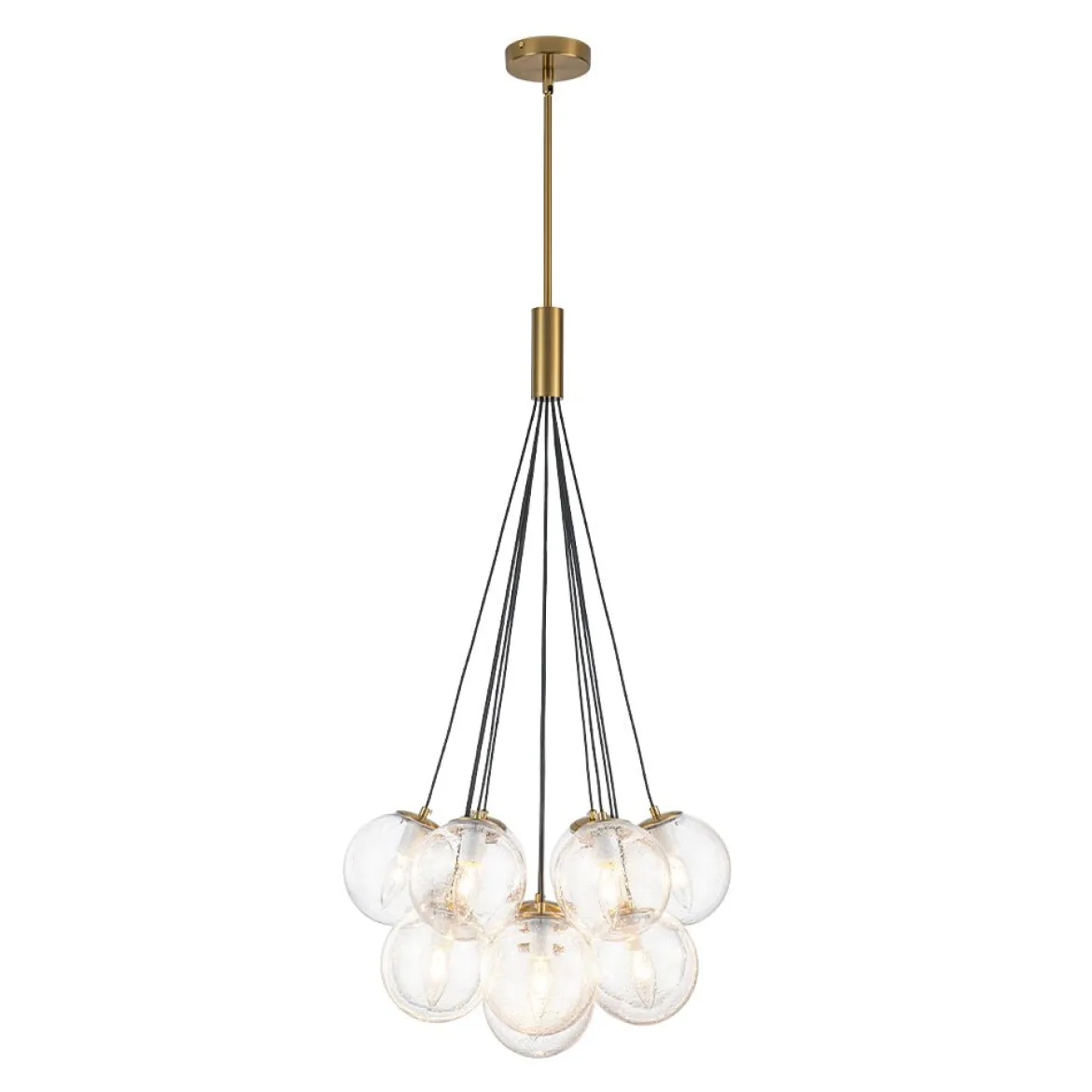 Contemporary Cluster Seeded Glass Globe Bubble Chandelier