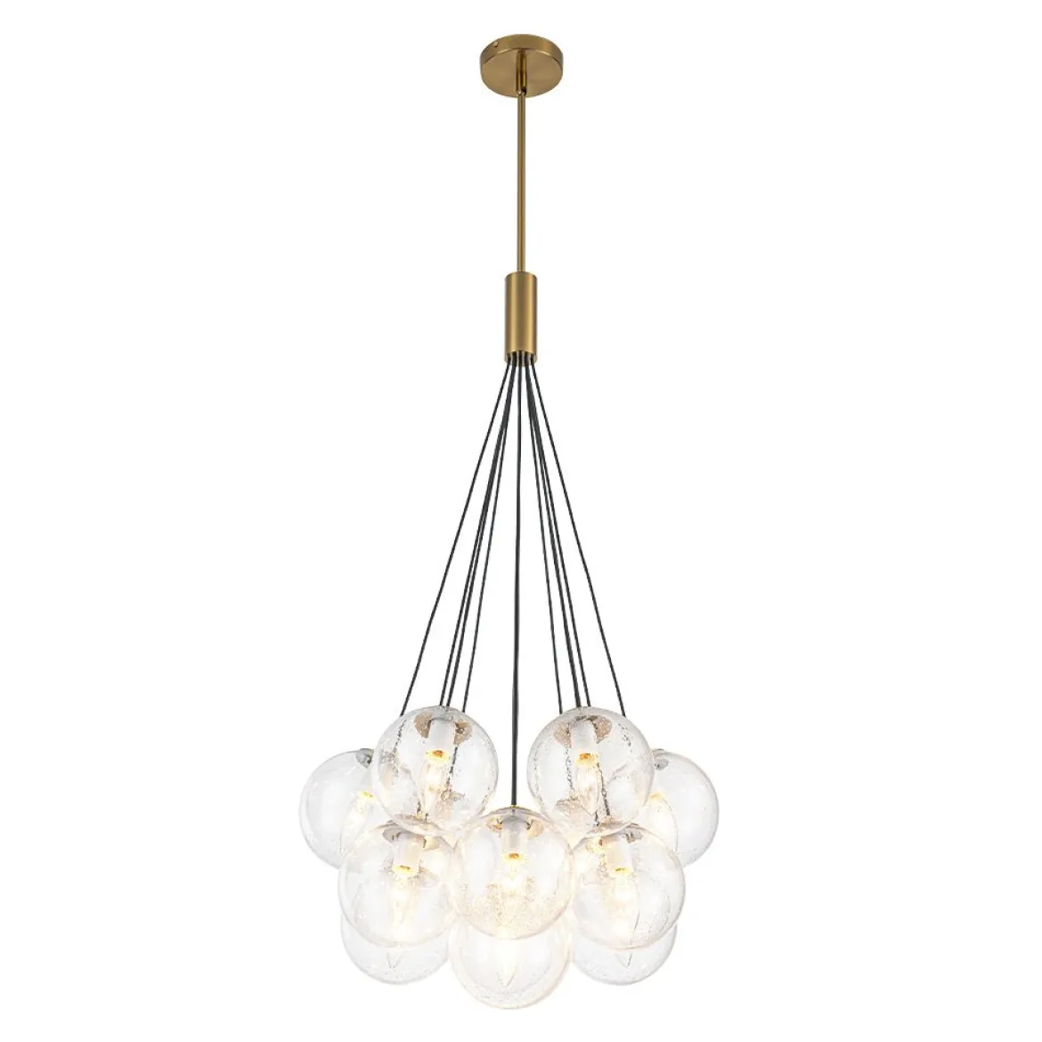 Contemporary Cluster Seeded Glass Globe Bubble Chandelier