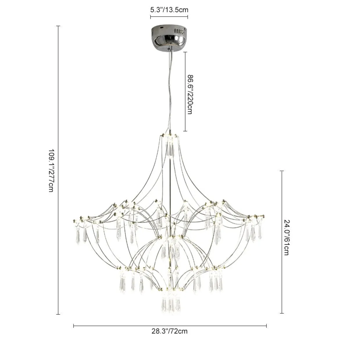 Contemporary Glam Starry Geometric LED Crystal Chandelier