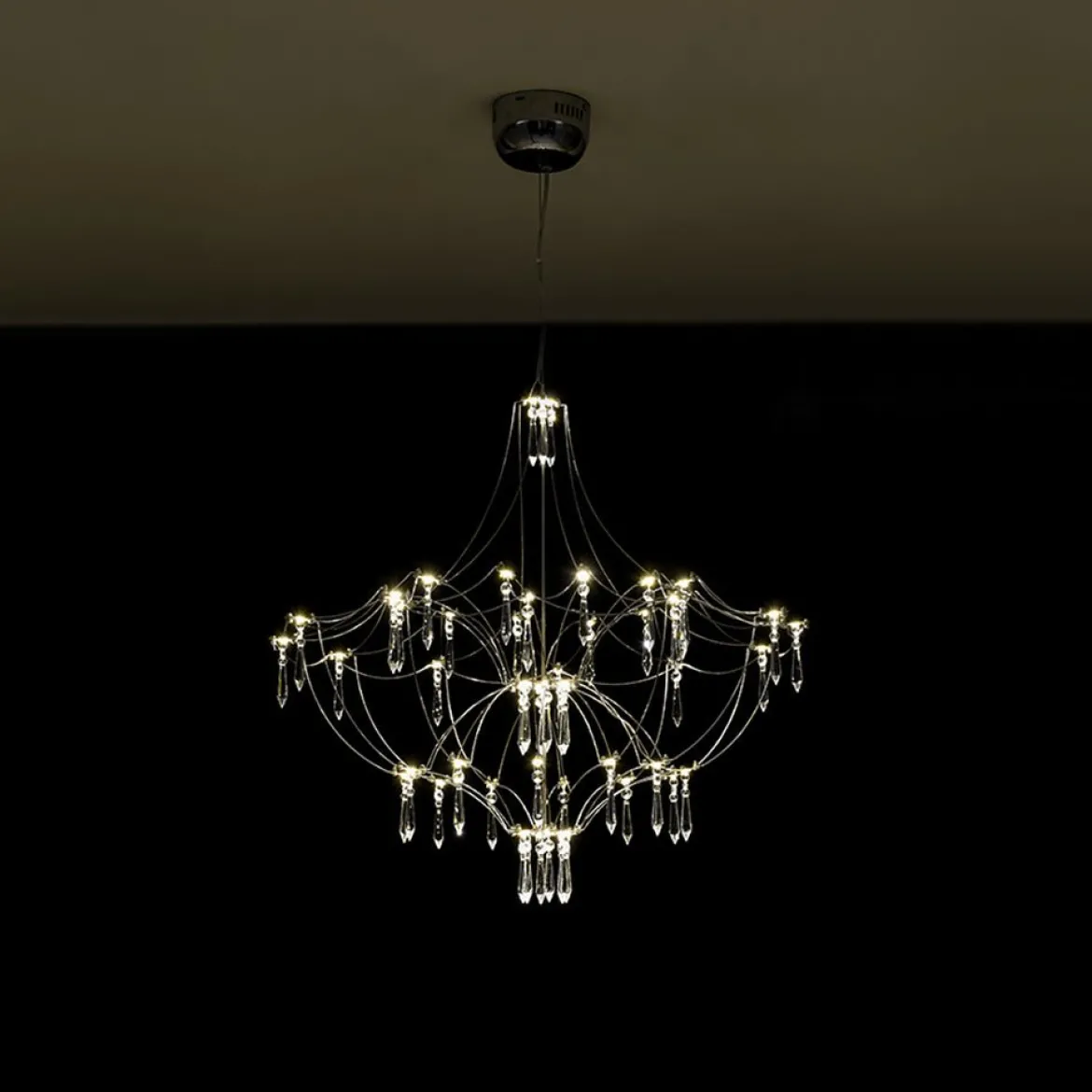 Contemporary Glam Starry Geometric LED Crystal Chandelier
